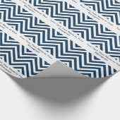 Navy Blue en White Chevron | Gepersonaliseerd Cadeaupapier (Hoek)