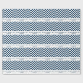 Navy Blue en White Chevron | Gepersonaliseerd Cadeaupapier (Vlak)