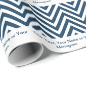Navy Blue en White Chevron | Gepersonaliseerd Cadeaupapier (Rol Hoek)