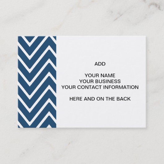 Navy Blue en White Chevron Pattern 2 Visitekaartje (Voorkant)