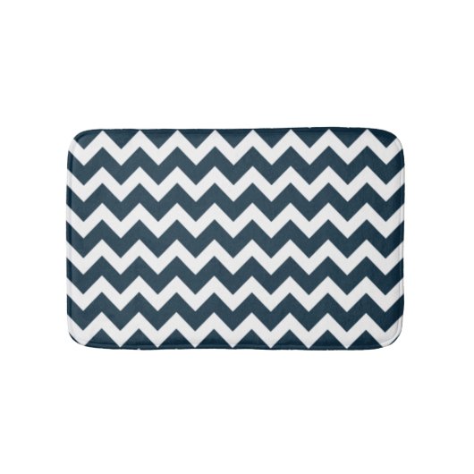 Navy Blue en White Chevron Pattern Badmat (Voorkant)
