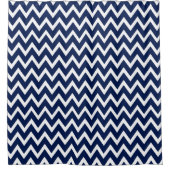 Navy Blue en White Chevron Pattern Douchegordijn (Voorkant)