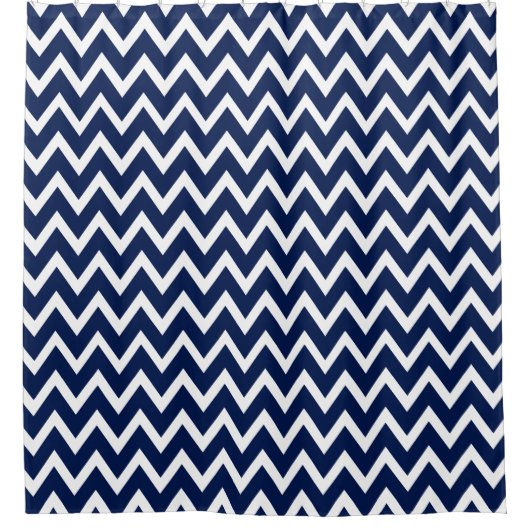 Navy Blue en White Chevron Pattern Douchegordijn (Voorkant)