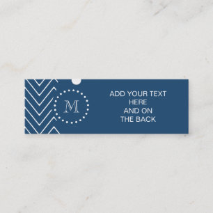 Navy Blue en White Chevron Pattern, Uw Monogram Mini Visitekaartje