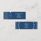 Navy Blue en White Chevron Pattern, Uw Monogram Mini Visitekaartje (Voorkant / Achterkant)