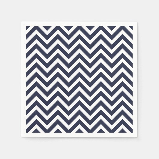 Navy Blue en White Chevron Servet (Voorkant)