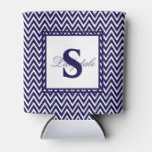 Navy Blue en White Chevron Stripe Blikjeskoeler (Voorkant)