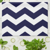 Navy Blue en White Chevron Theedoek (Gevouwen)