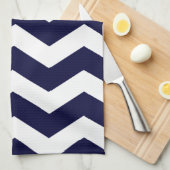 Navy Blue en White Chevron Theedoek (Quarter Fold)