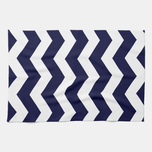 Navy Blue en White Chevron Theedoek (Horizontaal)