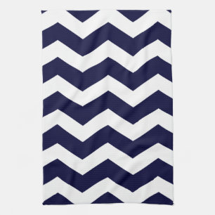 Navy Blue en White Chevron Theedoek