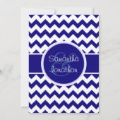 Navy Blue en White Chevron Wedding Kaart (Achterkant)