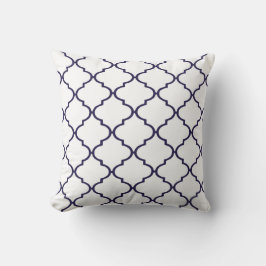 Navy Blue en White Classic Quatrefoil Pillow Kussen