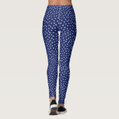Navy Blue en White Confetti Stippen Pattern Leggings (Achterkant)