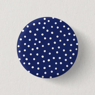 Navy Blue en White Confetti Stippen Pattern Ronde Button 3,2 Cm