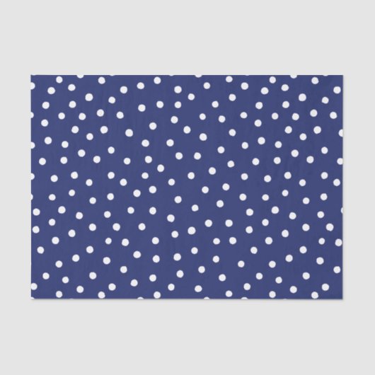 Navy Blue en White Confetti Stippen Pattern Tissuepapier (Voorkant)