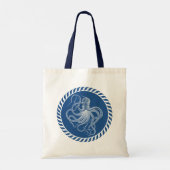 Navy Blue en White Cute Octopus Illustration Tas (Achterkant)