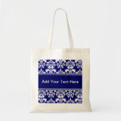 Navy Blue en White Damask Canvas tassen  (Voorkant)