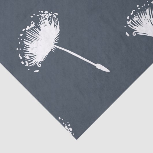 Navy Blue en White Dandelion Flowers Tissuepapier (Detail)