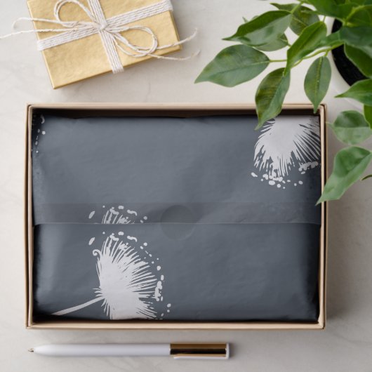 Navy Blue en White Dandelion Flowers Tissuepapier (Geschenk)