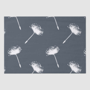 Navy Blue en White Dandelion Flowers Tissuepapier