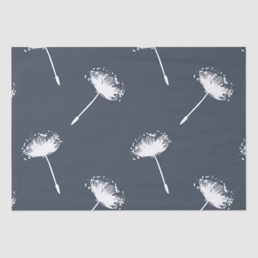 Navy Blue en White Dandelion Flowers Tissuepapier (Voorkant)