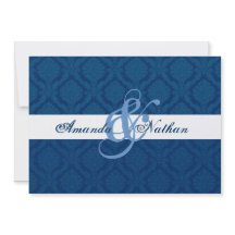 Navy Blue en White Diamond Damask Wedding