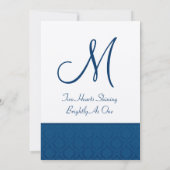 Navy Blue en White Diamond Damask Wedding Kaart (Achterkant)