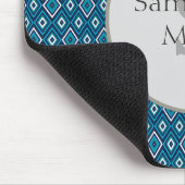 Navy Blue en White Diamond Monogram Mousepad Muismat (Hoek)