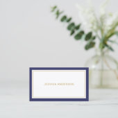 Navy Blue en White Elegant Modern Visitekaartje (Staand voorkant)