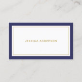 Navy Blue en White Elegant Modern Visitekaartje (Voorkant)