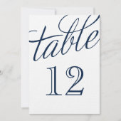 Navy Blue en White Elegant Script Table Numbers (Voorkant)