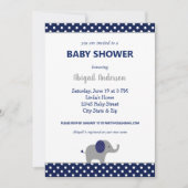Navy Blue en White Elephant Polka Dot Baby shower Kaart (Voorkant)
