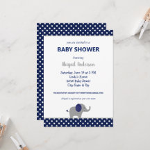 Navy Blue en White Elephant Polka Dot Baby shower