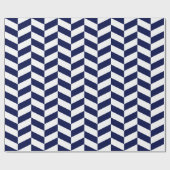 Navy Blue en White Extra Large Herringbone Cadeaupapier (Vlak)