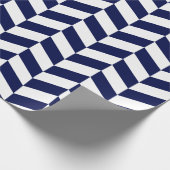 Navy Blue en White Extra Large Herringbone Cadeaupapier (Hoek)