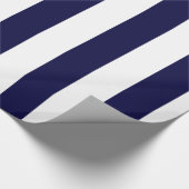Navy Blue en White Extra Large Stripe Pattern Cadeaupapier (Hoek)
