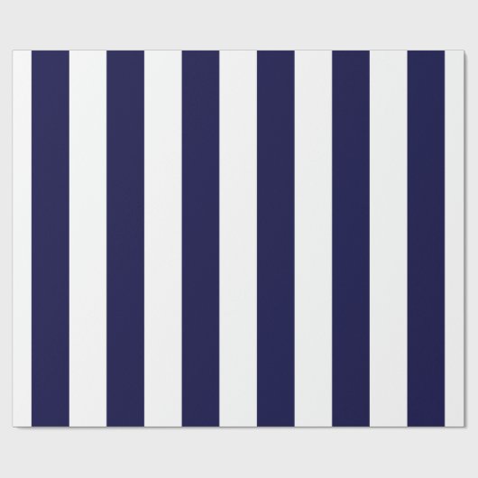 Navy Blue en White Extra Large Stripe Pattern Cadeaupapier (Vlak)