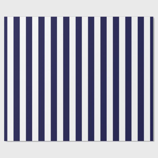 Navy Blue en White Extra Large Stripe Pattern Cadeaupapier (Vlak)