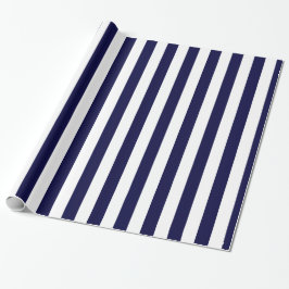 Navy Blue en White Extra Large Stripe Pattern Cadeaupapier
