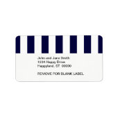 Navy Blue en White Extra Large Stripe Pattern Etiket (Voorkant)