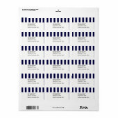 Navy Blue en White Extra Large Stripe Pattern Etiket (Full Sheet)