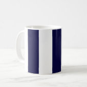 Navy Blue en White Extra Large Stripe Pattern Koffiemok (Voorkant links)