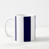 Navy Blue en White Extra Large Stripe Pattern Koffiemok (Links)