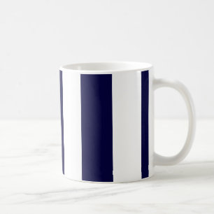 Navy Blue en White Extra Large Stripe Pattern Koffiemok