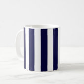Navy Blue en White Extra Large Stripe Pattern Koffiemok (Voorkant links)