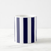 Navy Blue en White Extra Large Stripe Pattern Koffiemok (Center)