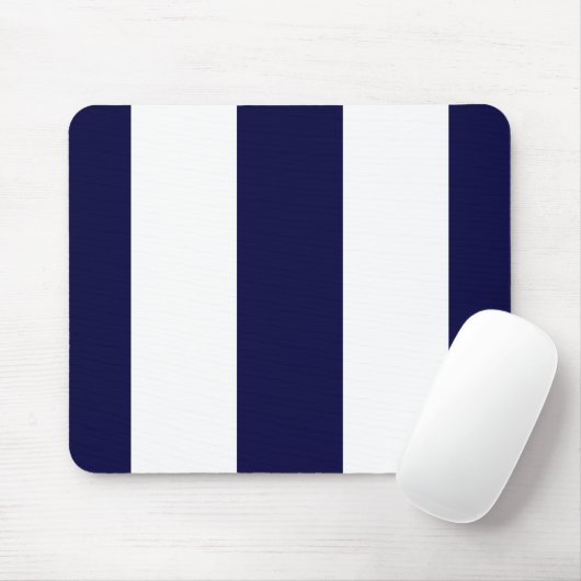 Navy Blue en White Extra Large Stripe Pattern Muismat (Met muis)