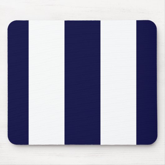 Navy Blue en White Extra Large Stripe Pattern Muismat (Voorkant)