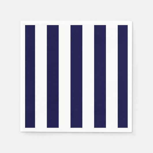Navy Blue en White Extra Large Stripe Pattern Servetten (Voorkant)